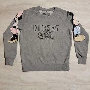 2015 Disney Mickey & Co. Gray Sweatshirt Graphic Sleeves Womens XS